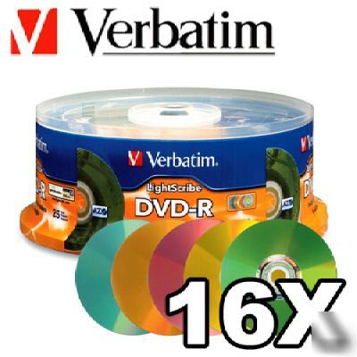100 verbatim 96433 lightscribe 16X dvd-r disk free ship