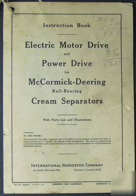 Mccormick deering cream seperator or manual 1928 excd