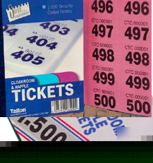 Raffle tickets 2 books several colors cloakroom tombola