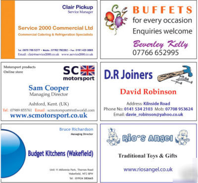100 professionally laser printed business cards 250GSM
