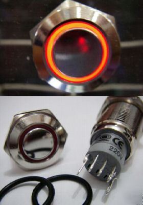 1X momentary red lighted spdt on-(on) switch,220V,R11E