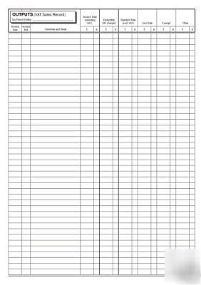 Invoice record book for vat purchase sales accounts log