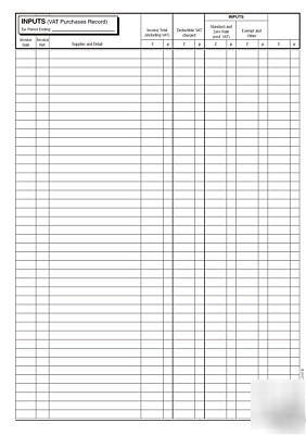 Invoice record book for vat purchase sales accounts log