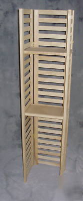 Portable tower display, (2) shelves, wood - 58