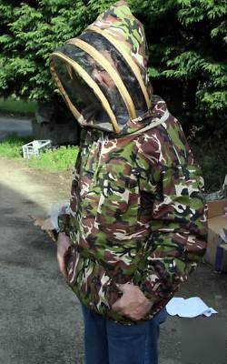 Beekeeping bee jacket, hood veil, camouflage, xxl