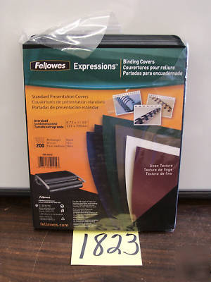 200 pack linen presentation covers,oversize,black,52012