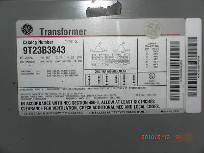 45KVA general electric delta transformers