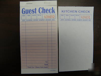 Ga S6000 salmon guestcheck guestchecks guest checks 