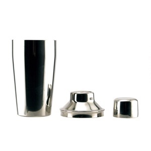 3 piece mini bar cocktail shaker - stainless - 10 oz
