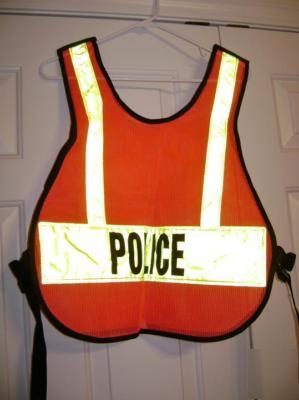 Police safety reflective vest orange mesh adjustable 