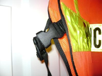 Police safety reflective vest orange mesh adjustable 