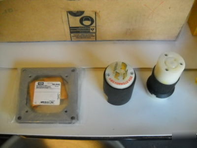 Huge lot of hubbell plugs, receptacles, ballast & more