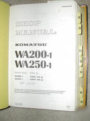 Komatsu WA200 WA250-1 wheel loader service shop manual