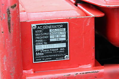 Multiquip 3600 watt portable generator honda power
