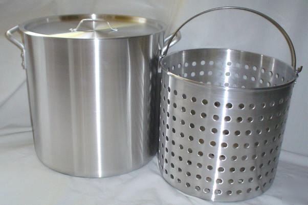 New aluminum 60 quart stock pot/steam basket and lid