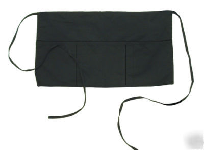 New ** **black 3 pocket waist aprons - pack of 12