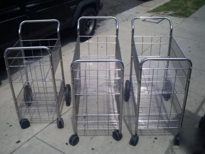 Stainless steel heavy duty rolling mail cart