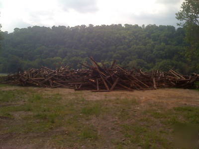 Lumber, large timber, wood beams, dismantling bulding