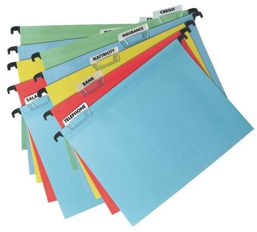 20 elba eco A4 hanging assorted colour suspension files