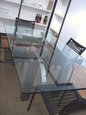Contemporary modern glass top conference table 4 chairs