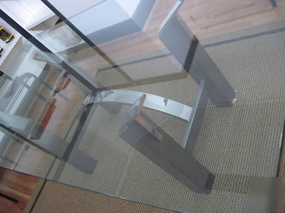 Contemporary modern glass top conference table 4 chairs