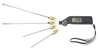 Folding probe thermometer with 4 stainless steel probes