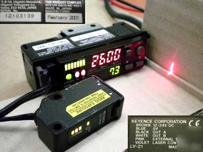 Keyence lv-21 digital laser sensor w lv-H42 emitter, lv