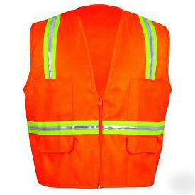 Multipocket orange safety vest surveyor style V4121 xxx
