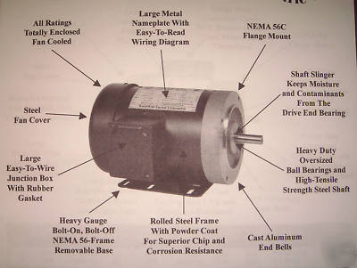 New electric motor 56C frame single phase 1/3 hp 