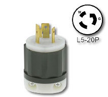 New lot of 5 leviton 20 amp 125V locking plug #2311