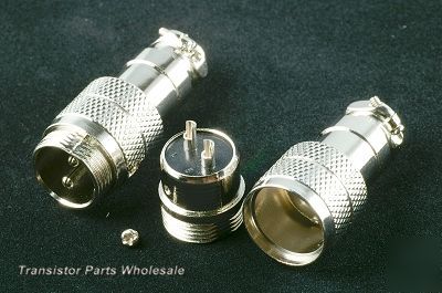 Pkg 3, 2 pin male military panel chassis connector plug