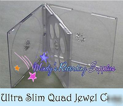 Ultra slim quad 4 cd dvd jewel case box qty 9 pk. clear
