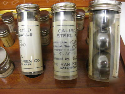 Van keuren precision steel balls in wood case