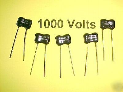 100PF @ 1000 volt dipped silver mica capacitors : qty=5