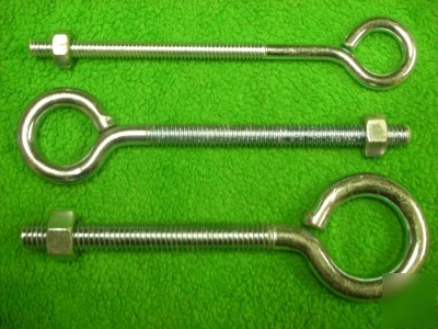 56 zinc plated steel bolt eye bolt 1/4 5/16 3/8 x 5
