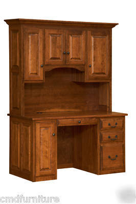 Amish made cherry wood computer executive desk hutch
