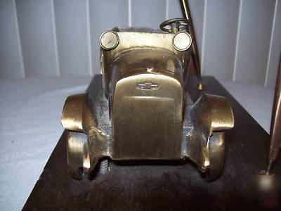 1920's brass chevrolet truck pen desk set 13X6 3/4 in