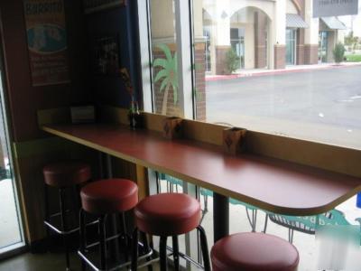 Barely used buddy bar dining table w/ 4 barstools 