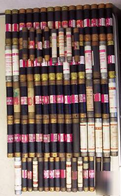 Lot of 84: 600 volt fuses ranging 2 amp - 60 amps