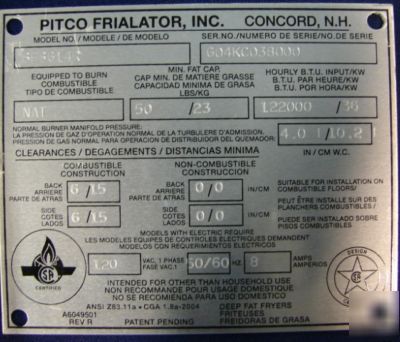 New pitco single well deep fryer, ng