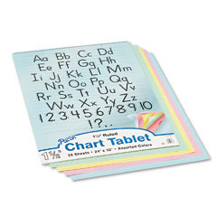Pacon 74733 colored chart tablets, ruled, spiralbound, 