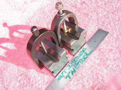 V-blocks (2) w/starrett b&s clamps machinist toolmaker 