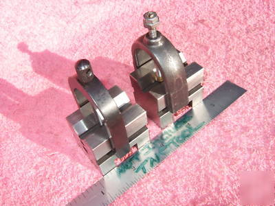 V-blocks (2) w/starrett b&s clamps machinist toolmaker 