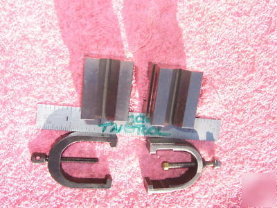 V-blocks (2) w/starrett b&s clamps machinist toolmaker 