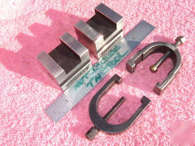 V-blocks (2) w/starrett b&s clamps machinist toolmaker 