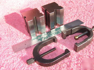V-blocks (2) w/starrett b&s clamps machinist toolmaker 