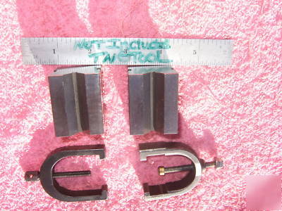 V-blocks (2) w/starrett b&s clamps machinist toolmaker 
