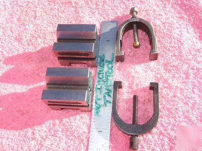 V-blocks (2) w/starrett b&s clamps machinist toolmaker 