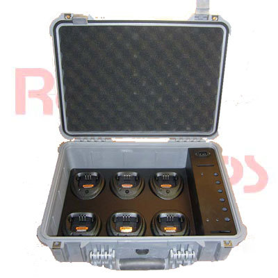 Motorola CP200 PR400 6 bank gang charger pelican case