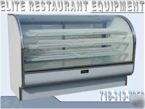 New curved glass bakery display case cooler, true